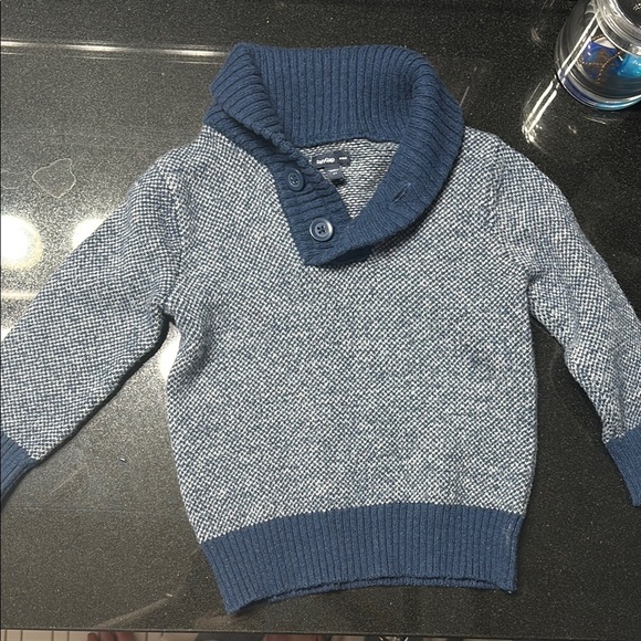 Toddler Boys babyGAP Blue Merle Knit Sweater with cowl button neck 2T - Picture 3 of 3
